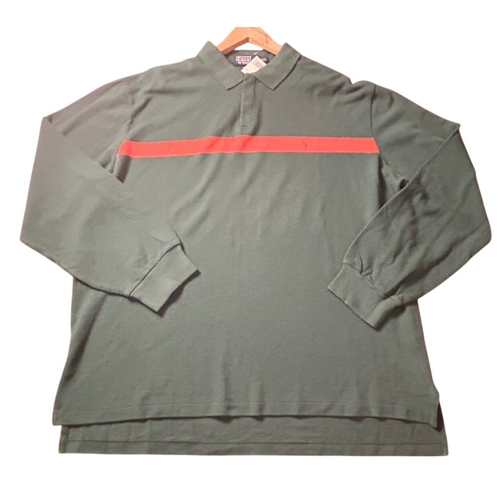 Polo Ralph Lauren Shirt XXL Green Orange Long Sleeve Striped Pique Logo NWT
